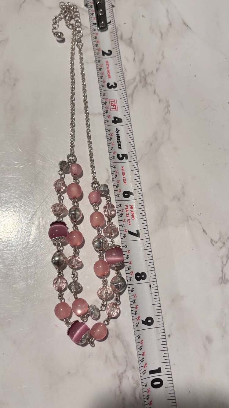 Paparazzi Disco Date Pink Silver Beaded Multilayer Necklace - Picture 6 of 8
